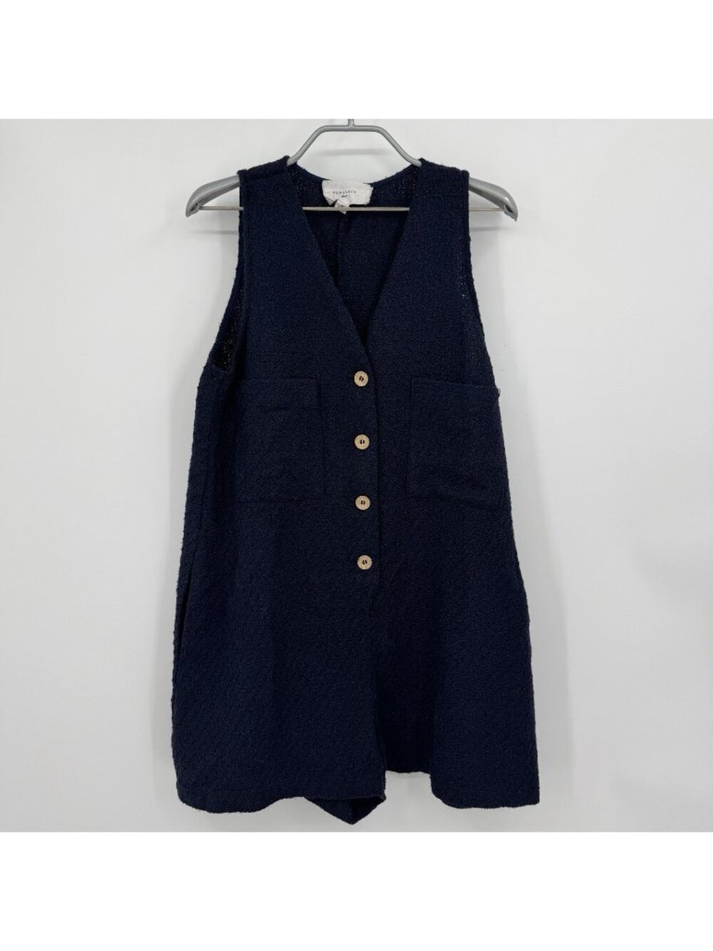 Pomander Place by Tuckernuck Navy Myla Textured Sleeveless Romper size M *